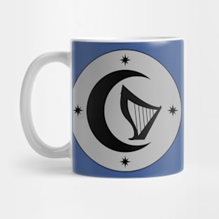 Those Who Harp (black on gray) Mug